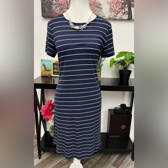 Old Navy Women’s shift Dress Striped Short Sleeve Round Neck Size M pullover - Picture 1 of 11